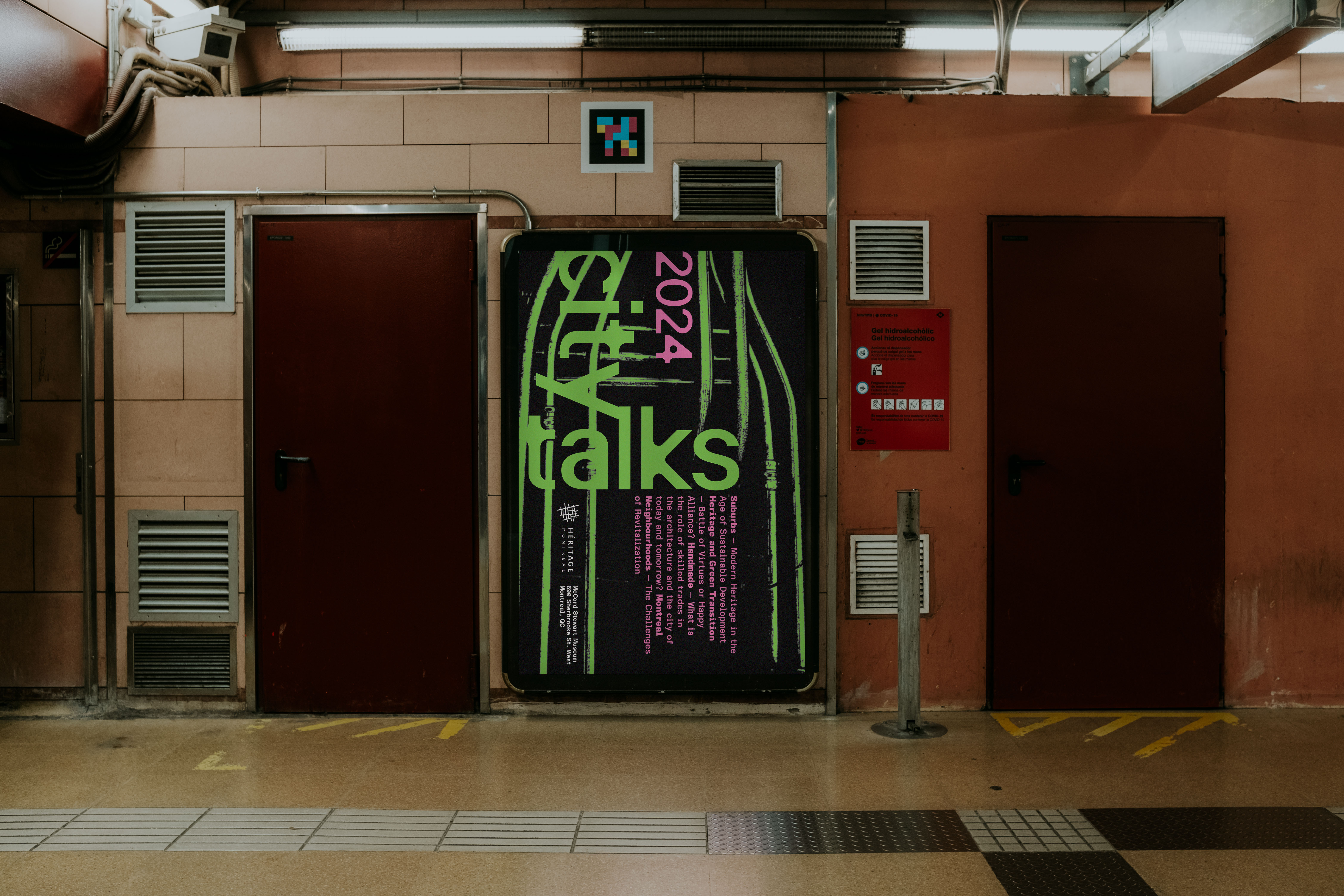 Poster advertising in a subway station.